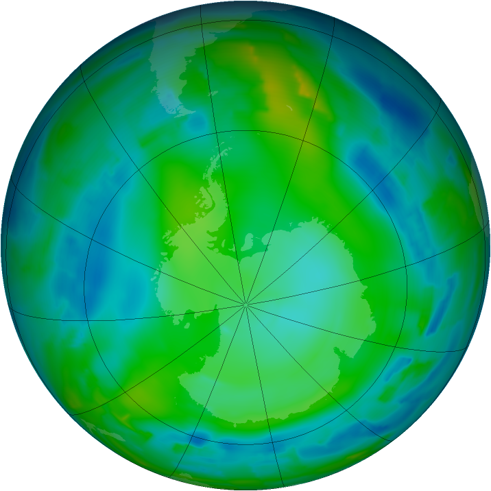 Antarctic ozone map for 08 June 2012
